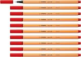 STABILO point 88 Fineliner Pack of 10 Light Red 0.4 mm Hexagonal