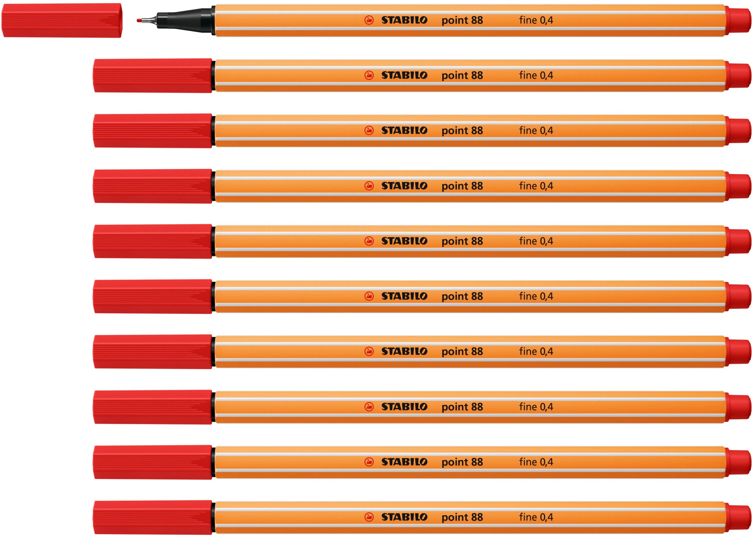 STABILO point 88 - Fineliner - Pack of 10 - Light Red