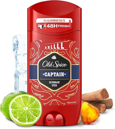 Old Spice Captain Deodorant Stick 85ml Men 24/7 Odour Protection 0% Aluminium