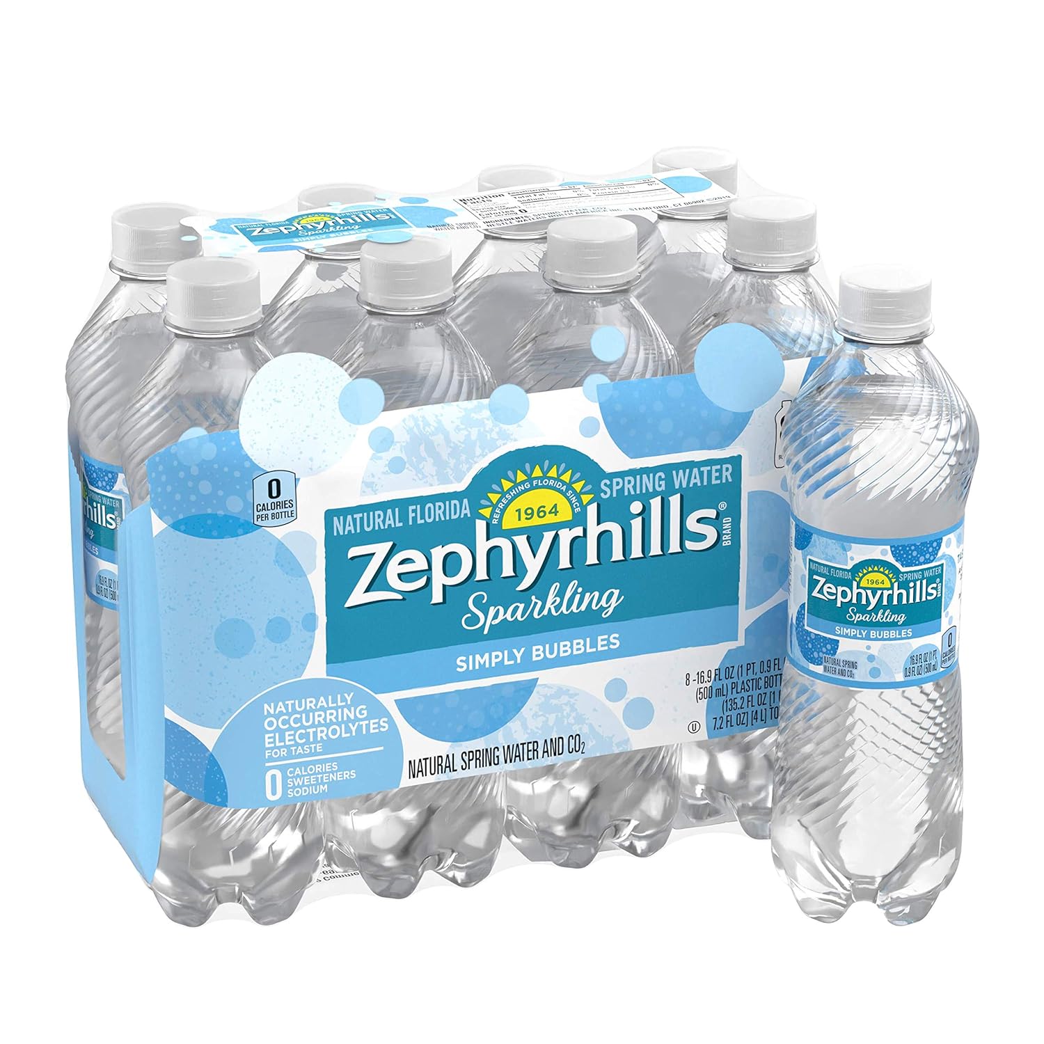 Zephyrhills Sparkling Water, Simply Bubbles, 16.9 oz. Bottles (Pack of