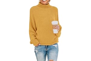 ZESICA Women's 2024 Turtleneck Batwing Sleeve Loose Oversized Chunky Knitted Pullover Sweater Jumper Tops