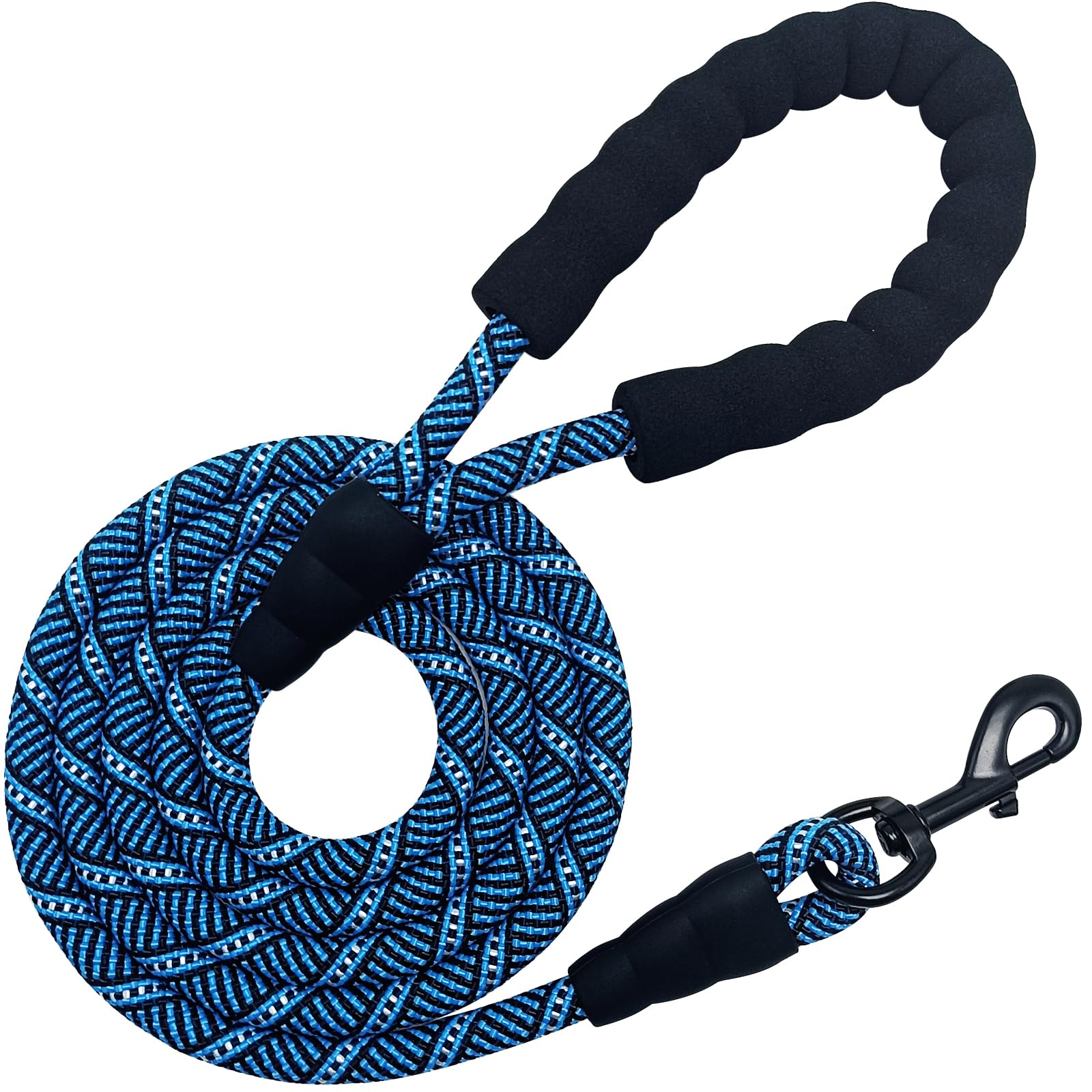 MayPaw 7FT/8FT/10FT Strong Rope Dog Lead, 1/2" Thick Heavy Duty Climbing Nylon Medium Large Dog Lead with Soft Padded Handle for Outdoor Pets Walking Exploring (Blue, 8ft/2.5m)