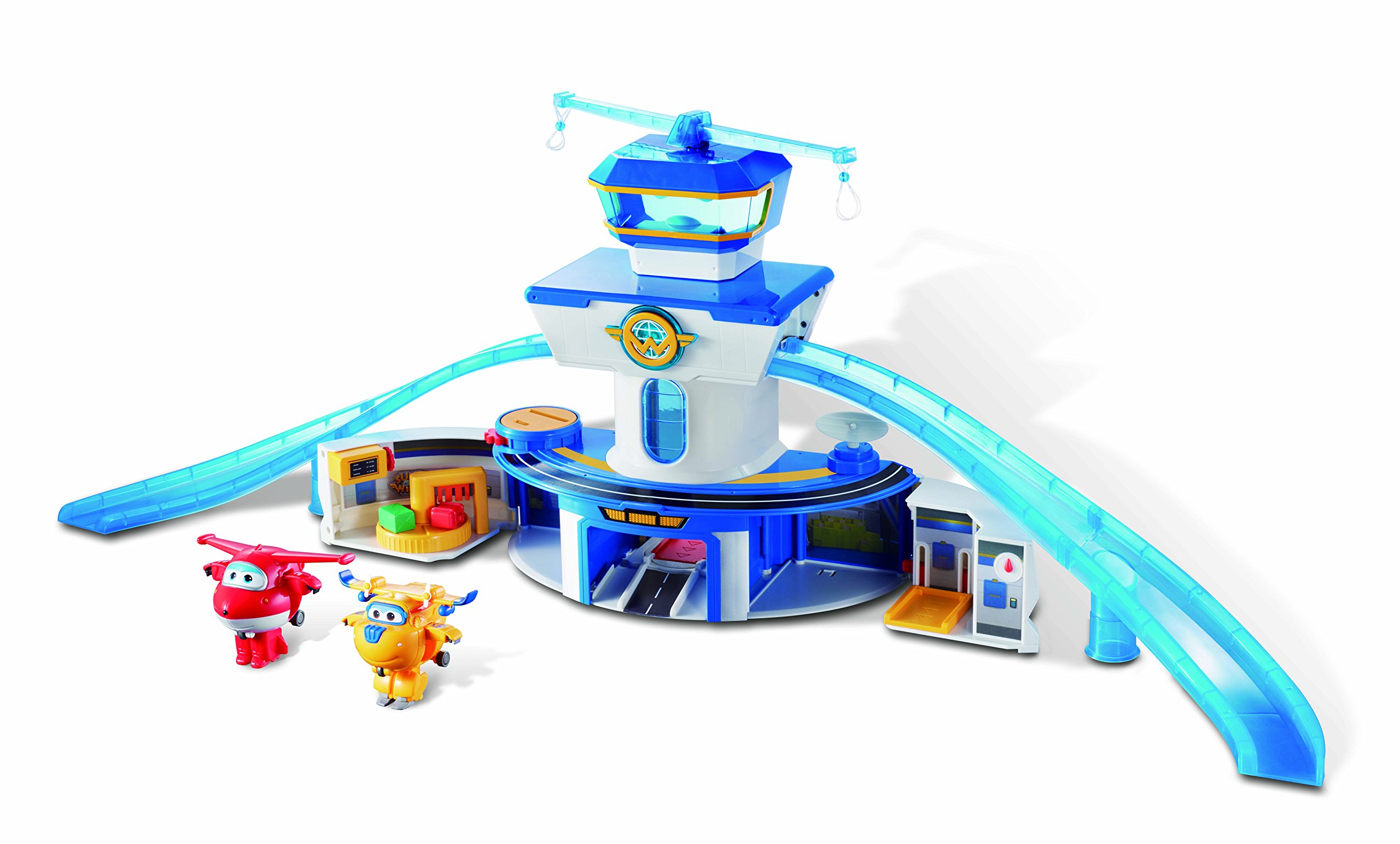 SUPER WINGS World Airport Crew - 8-delige Transform-a-Bots Set + 7 PVC Figuren - Transformeerbare Vliegtuigen En Robots Uit Seizoen 1