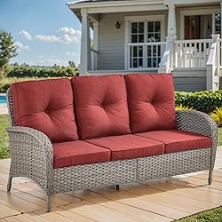 HUMMUH Outdoor Patio Couch-Outdoor Rattan Couch