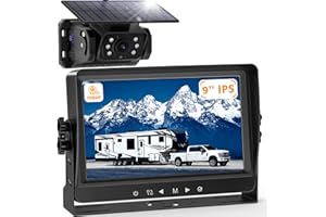 VASTEND 9 Inch Magnetic Solar Wireless Backup Camera, 10000mAh Rechargeable RV Backup Camera Wireless System with HD 1080P 9"