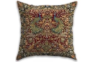 RBAFAO William Morris Inspired Abstract Vintage Floral Design Throw Pillow Covers Home Decor Art Pillowcase Cushion Cover for Bed Sofa Living Room, Car Indoor and Outdoor (Bird, 18x18inches)