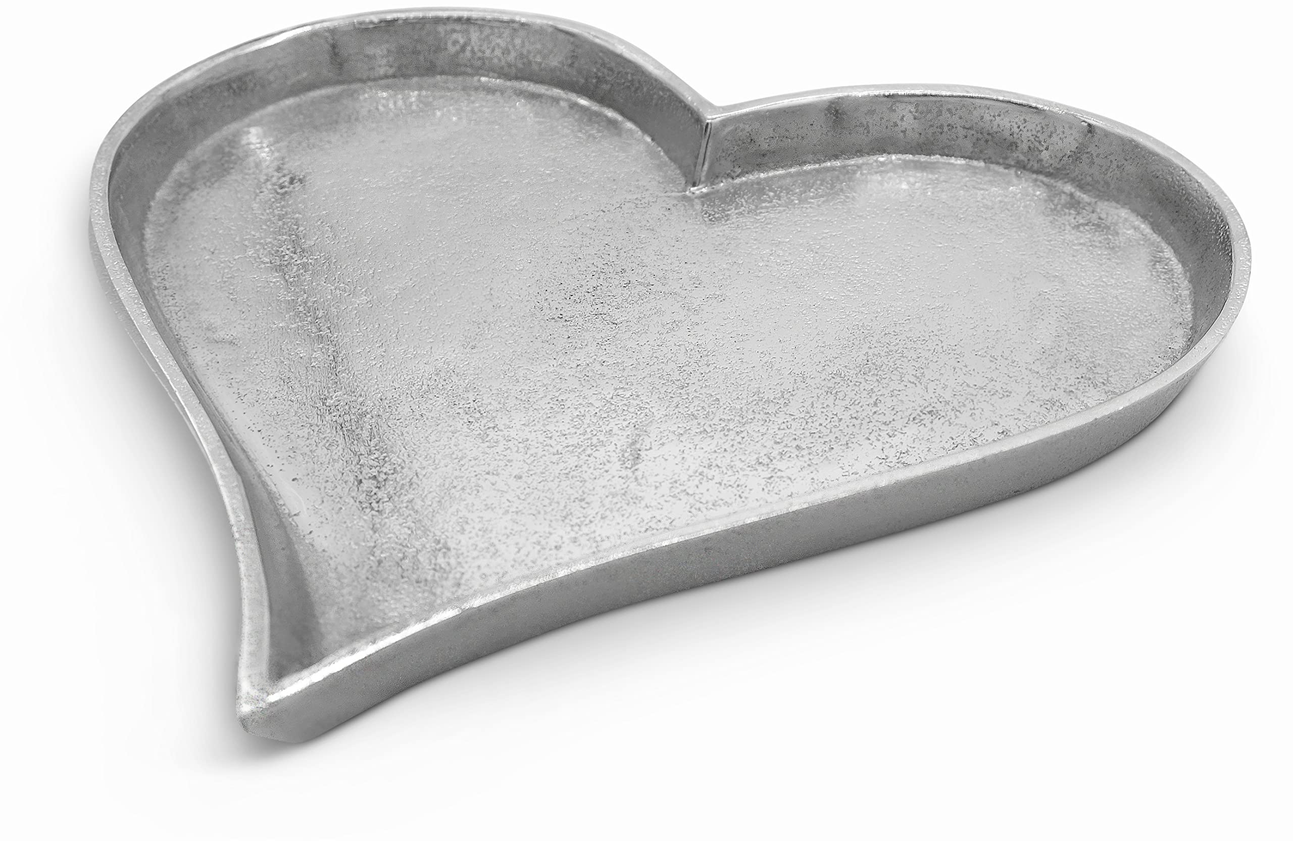 Heart Deco Plate - Beautiful silver deco tray 24cm made of metal - deco tray in heart shape as candle plate - deco tray silver as gift & bowl - luxury deco plate serving tray