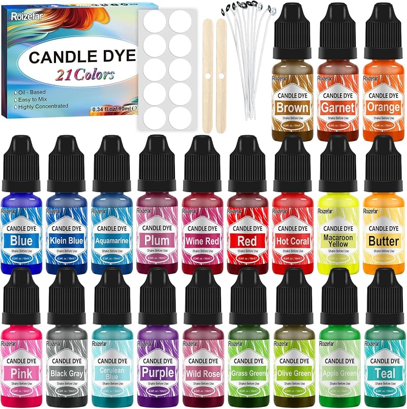 Roizefar Candle Dye 21 Colours Soy Wax Dye Highly Concentrated 10ml