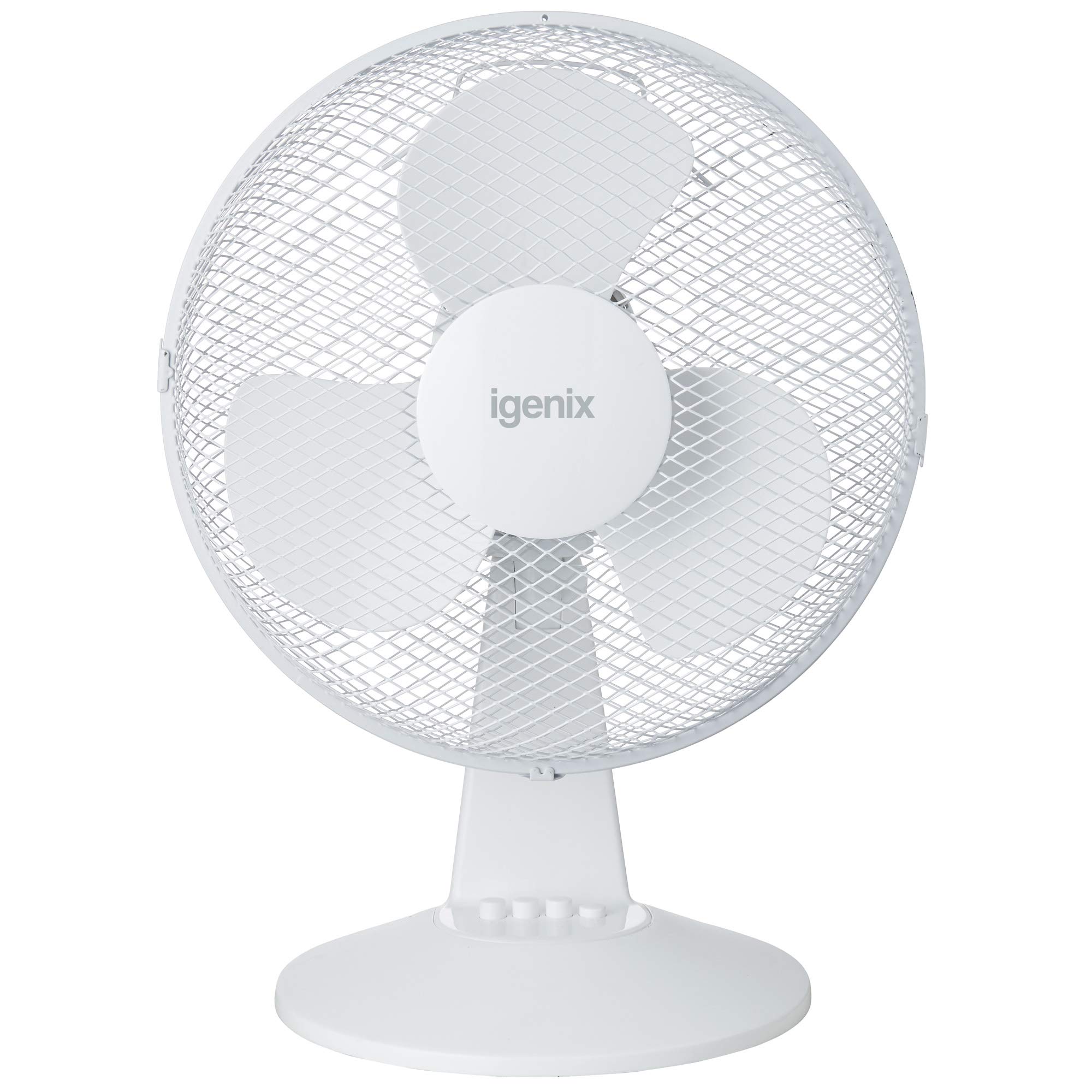 Igenix DF1210 12” Portable Desk Fan – 3 Speed Settings, Quiet Oscillating Airflow, Compact Desktop or Bedside Cooling – Ideal for Home & Office – White
