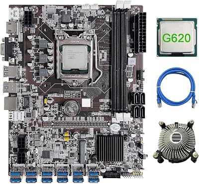 Oikabio B75 12 Card Mining Motherboard G620 CPU Fan Cable 12x USB3.0 LGA1155