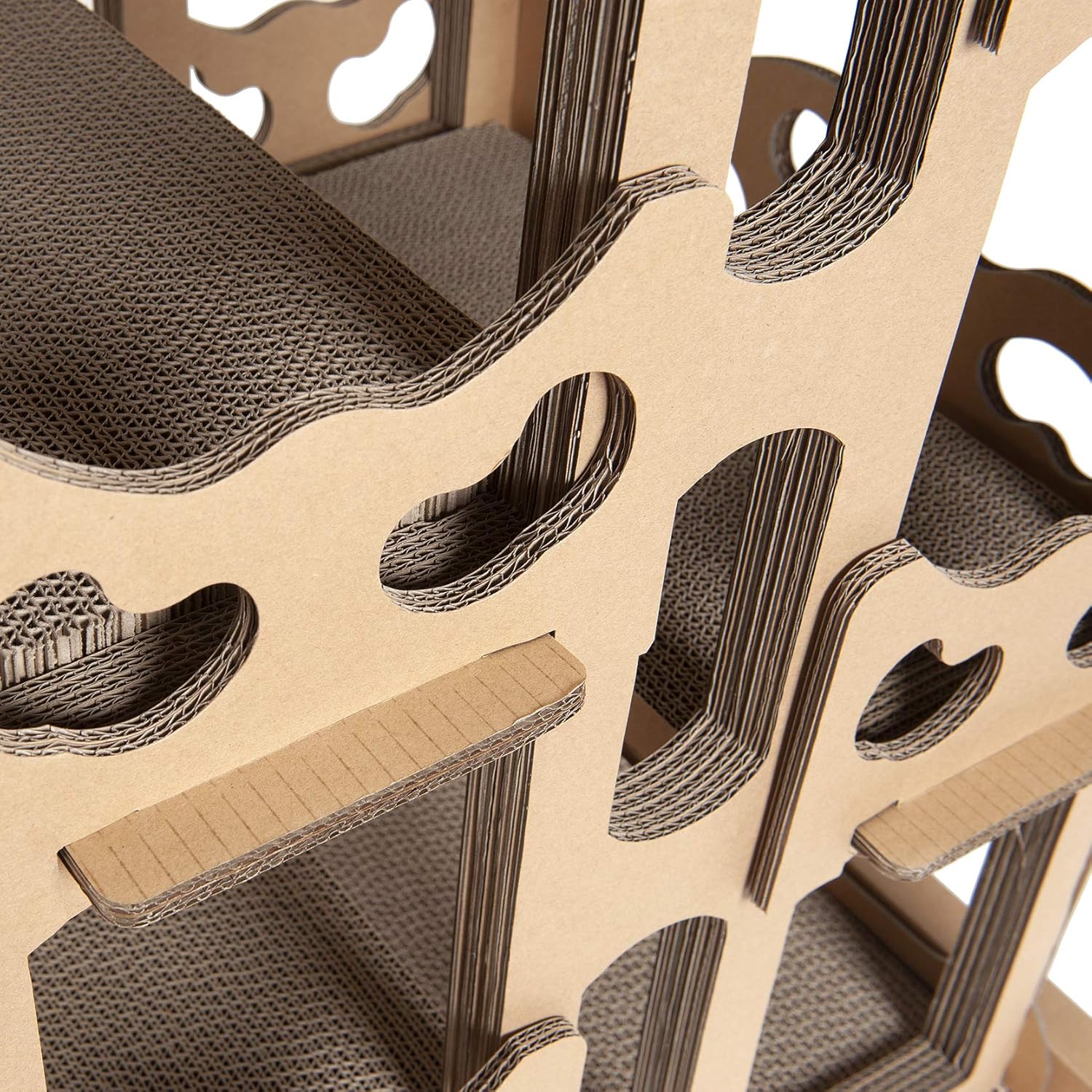 Furhaven Pet Cat Furniture - Corrugated Cat Scratcher Cardboard Tower Playground Condo Hideout Pet House Apartment with Catnip for Cats and Kittens, Cardboard (Brown), One Size : Pet Supplies