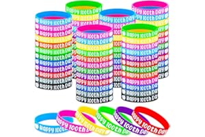 Sanwuta 72 Pieces 100th Day of School Silicone Bracelets Colorful Happy 100th Day Student Rubber Bracelets for School Party Supplies Decoration