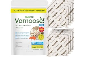 BugMD Vamoose! Plus Peppermint Oil Mouse Repellent (8 Pouches) | Natural Mice and Rat Deterrent for House, Garage, RV, Car an