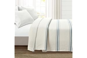 Lush Decor Comforter Farmhouse Stripe, King, Blue