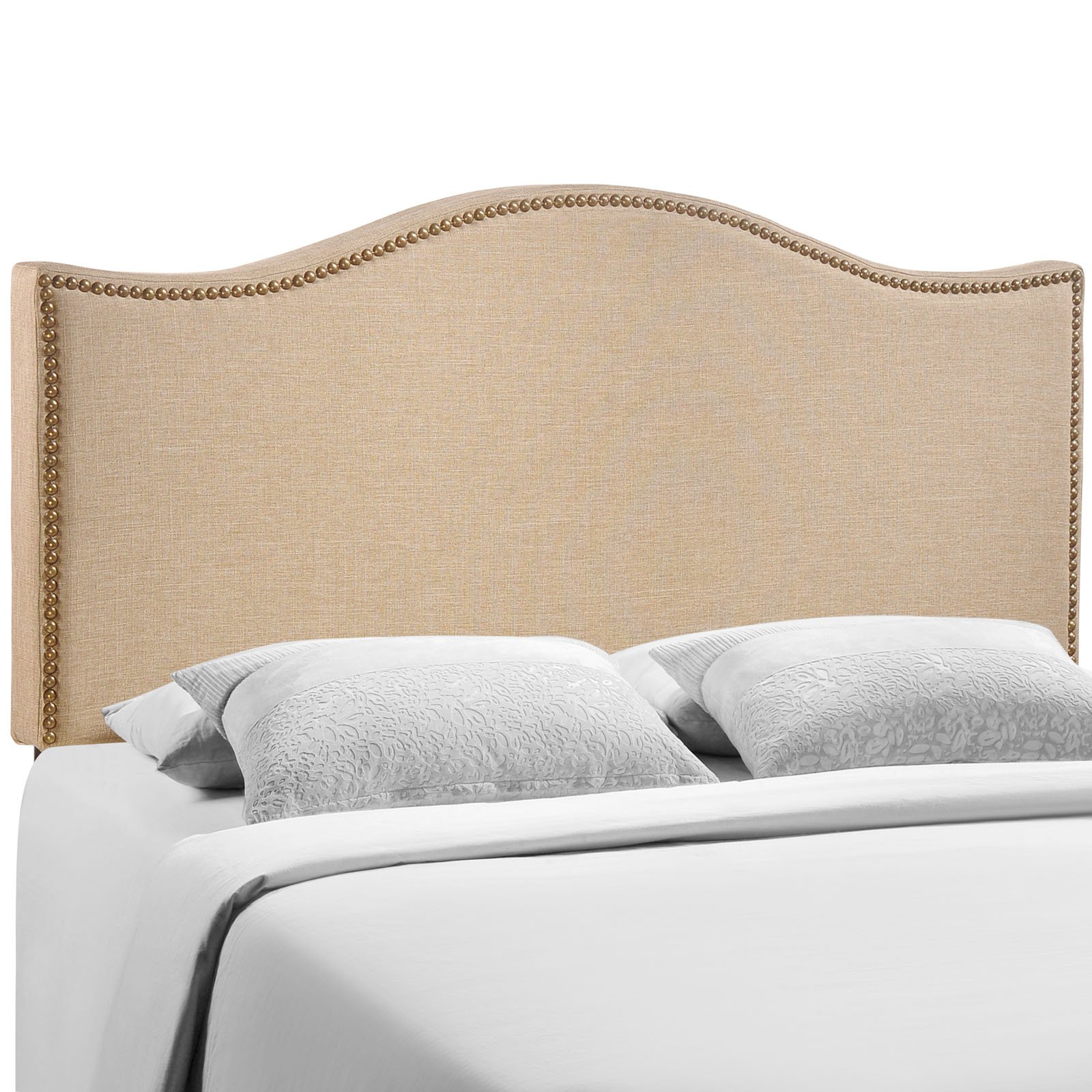 Modway Curl Upholstered Linen Headboard Queen Size With Nailhead Trim
