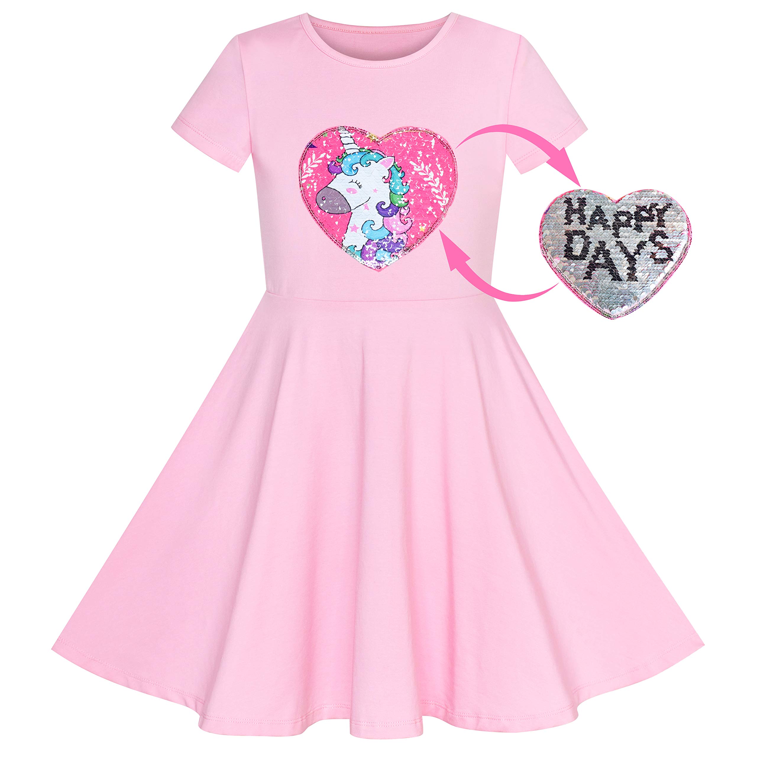 Girls Dress Owl Ice Cream Butterfly Sequin Everyday Dress Age 7-14 Years