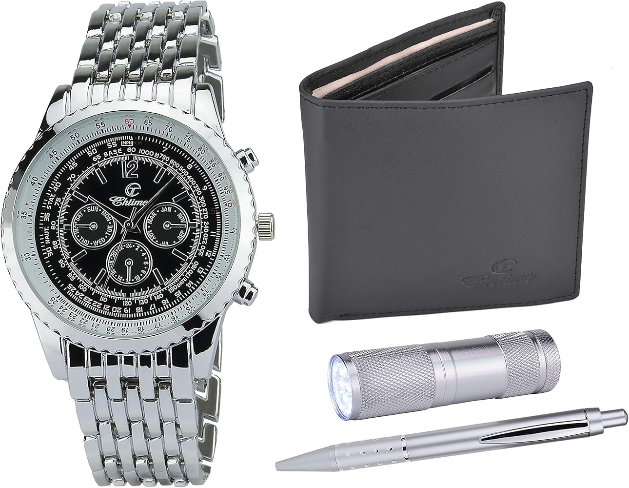Caja de Regalo Reloj Hombre Negro- Lámpara LED - Billetera -Bolígrafo: Amazon.es: Relojes