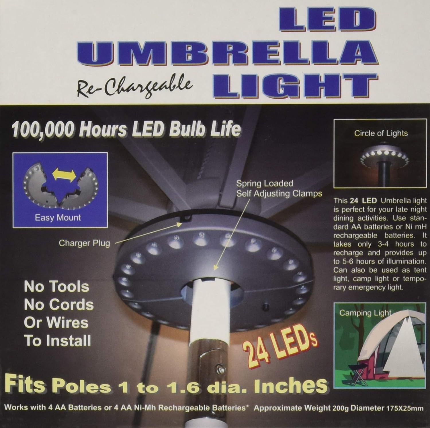 Ecogecko Super Bright Led Umbrella Pole Light Pool Patio Light Black Camping Light Laverdad Bo