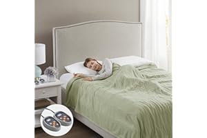 Beautyrest Electric Blanket Luxurious Micro Fleece Ultra Soft Ribbed Textured, Cozy and Snuggly Cover for Cold Weather, Fast Heating, Auto Shut Off, 20 Level Heat Setting Controller, Full, Green