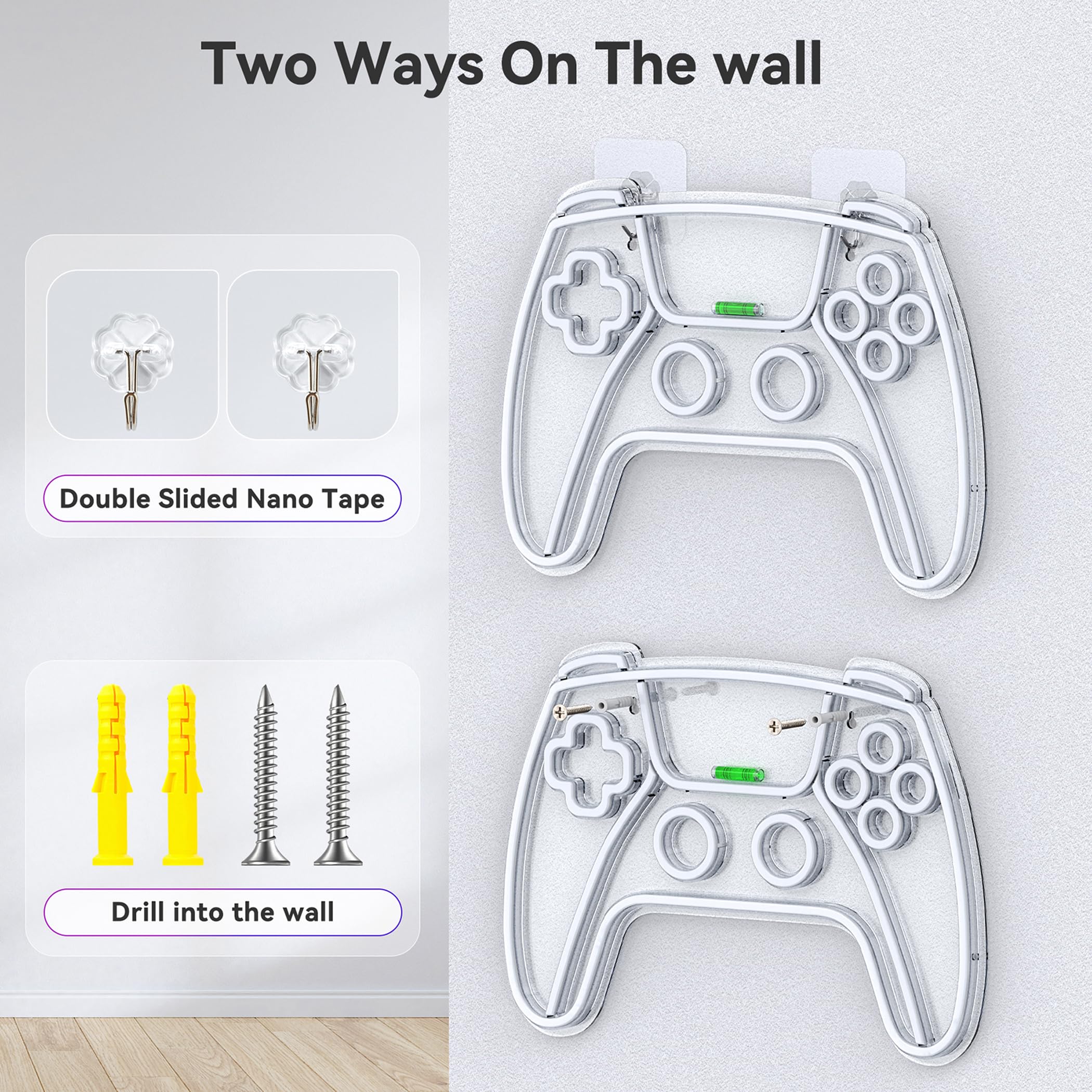 Gaming Deko LED Neonlicht 10 Licht Modi für Gaming Wand Deko, Game Neon Schild für Gaming Deko Zimmer, Gamer Deko Lampe für Playstation Deko Zimmer, LED Wandleuchte für Gaming Zubehör Zimmer Deko 7