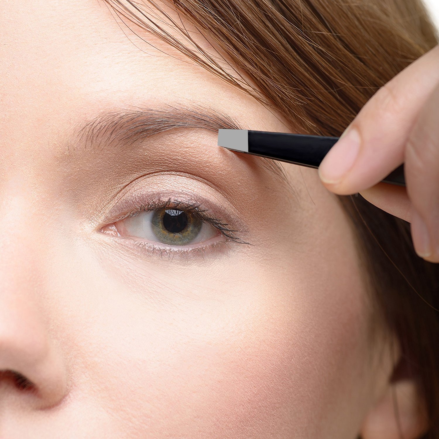 AMTOK Eyebrows Tweezers Kit Professional Plucking Tools Kit Stainless Steel,Flat,Slant and Pointed Tip Tweezers (Black)