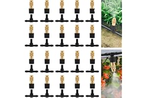 Mornajina 20Pcs Three-Way Atomizing Nozzle with Drip Irrigation Connector for 1/4 inch Drip Irrigation Tubing, Micro Spray Drip Irrigation Emitters, Adjustable Sprinkler Drip Irrigation Mister Kit