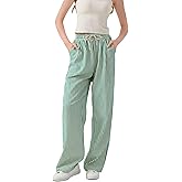 Shebote Women's Casual Striped Wide Leg Pants Y2k Drawstring Elastic High Waisted Trousers Loose Lounge Palazzo Pants