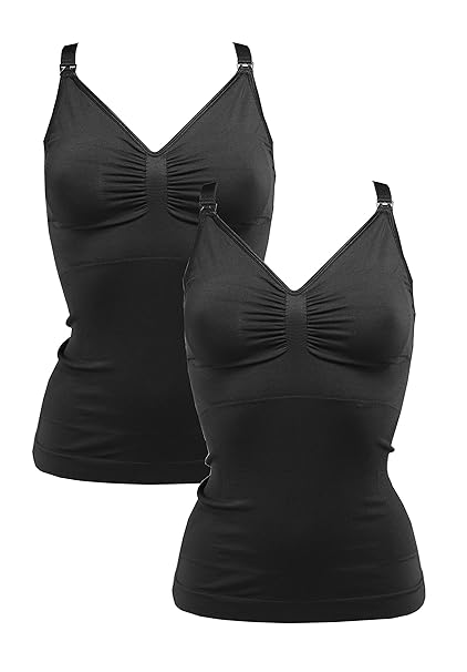 Herzmutter Still-Top, Nahtloses-Seamless-Unterhemd mit einfacher Stillfunktion, Figur-formendes-Shaping-BH-Top mit integriert