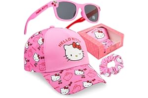 Get Trend Hello Kitty | Barbie | Squishmallows Girls Baseball Cap, UV Protection Sunglasses & Soft Scrunchies, 3 Piece Set