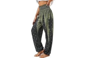 QIANXIZHAN Women's Harem Pants, High Waist Yoga Boho Trousers with Pockets