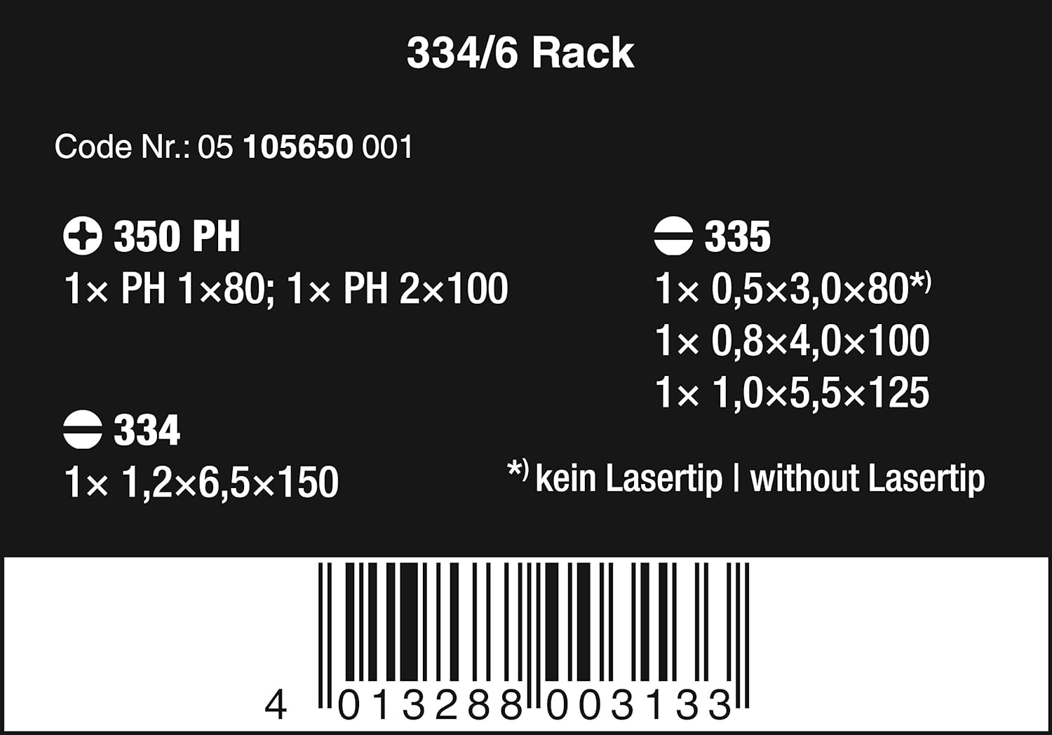 Wera 334/6 Kraftform Plus Lasertip Screwdriver Set, PH/SL, 6PC, 05105650001, Multi-colour - Image 3