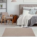 THE RUGS Low Pile Area Rug Beige 80x150 cm Non-Shedding Modern Indoor view 4