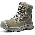 NORTIV 8 Men's Waterproof Work Military Tactical Boots Rubber Toe Leather Outdoor Hiking Motorcycle Combat Boots