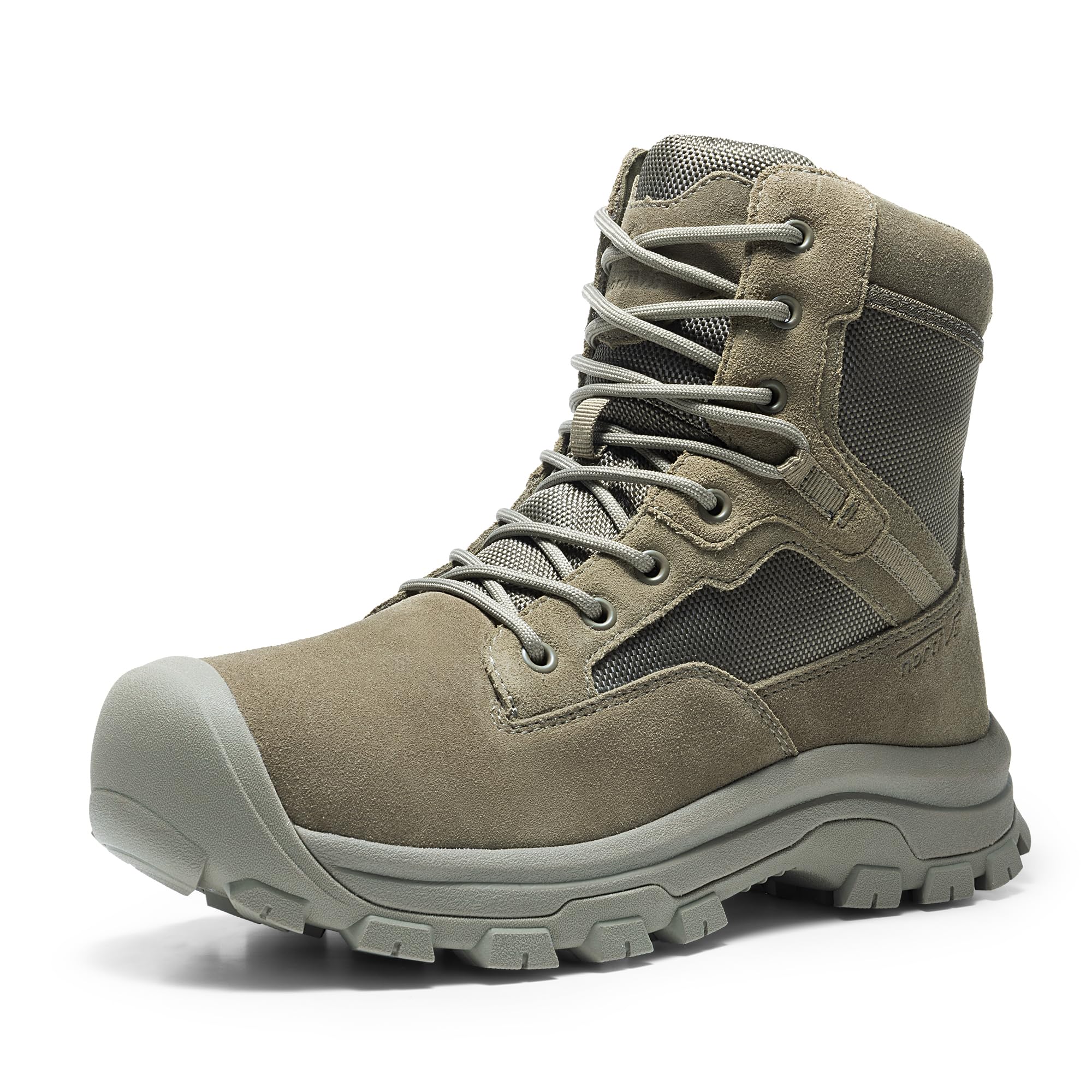 Photo 1 of NORTIV 8 Men's Waterproof Work Military Tactical Boots Rubber Toe Leather Outdoor Hiking Motorcycle Combat Boots,Size 12,ARMY GREEN,SNMT247M