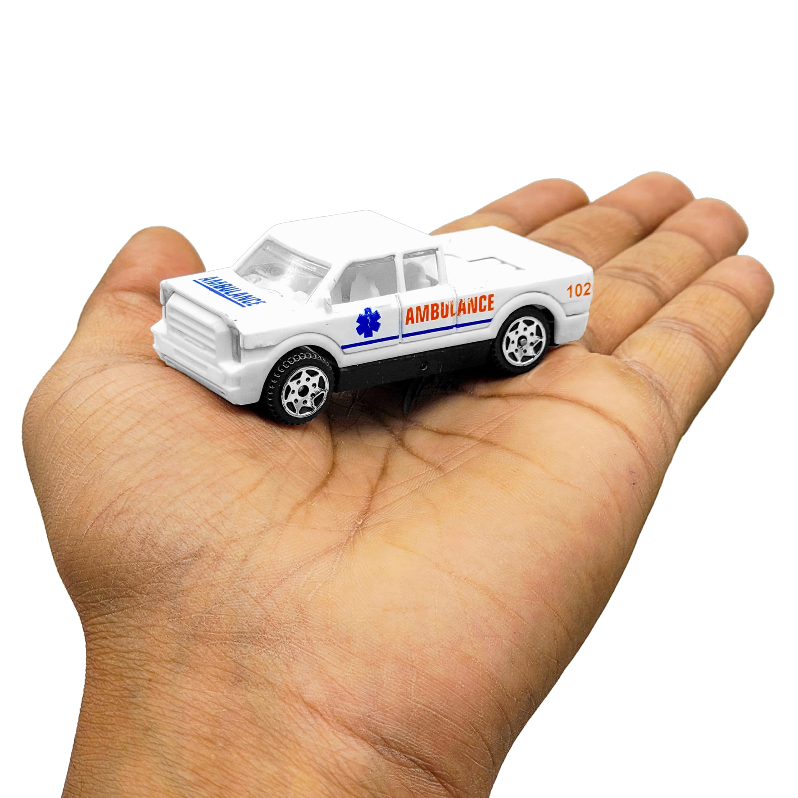 VGRASSP 1:64 Scale Mini Die Cast Alloy Metal Ambulance Vehicle Toy Set for Kids - Free Wheels Pretend Play Emergency Rescue Toy Cars for Boys and Girls - Set of 5 4