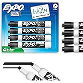EXPO Dry Erase Markers, Low Odor Ink, Black, Chisel Tip, 4 Count - Whiteboard, Calendar, Organization, Essential Supplies for Office, School, Classroom, Teachers