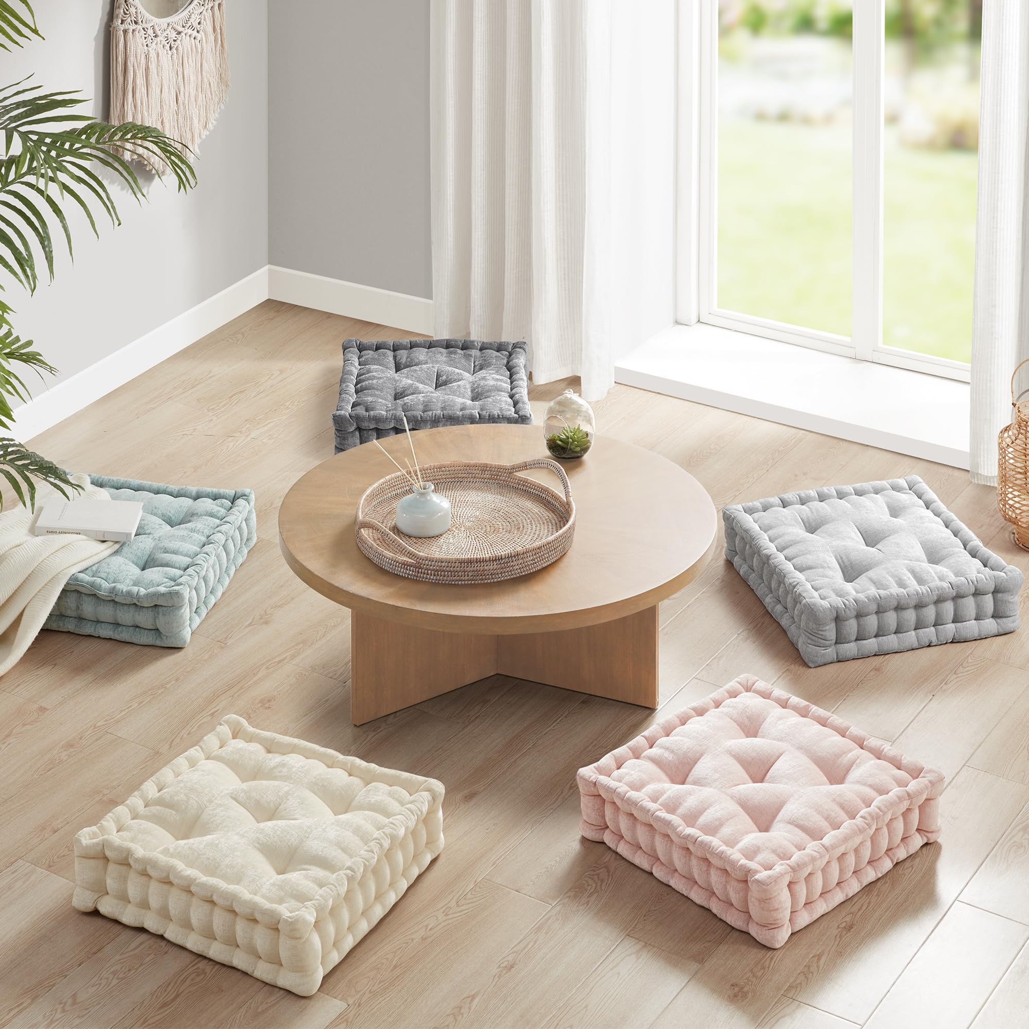 Codi INNA Meditation Floor Pillow, Large Pillows Seating for Adults, Tufted Thick Cushion for Yoga Living Room Sitting, Inna Ivory White 2 Pack - Image 6