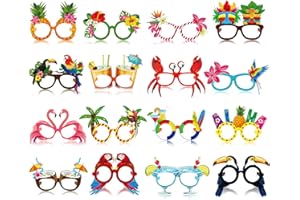 Vinsot 32 Pack Beach Pool Party Eyeglasses Decor Summer Luau Paper Glasses Bulk Hawaiian Sunglasses Frame Tropical Pool Props Photo Booth Props for Luau Beach Party Favors Birthday Supplies Decor