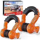 Nilight 2 Pack 3/4" D-Ring Shackle 4.75 Ton (9500 Lbs) Capacity with 7/8" Pin Heavy Duty Off Road Recovery with Isolators & Washer Kit for Jeep Truck Vehicle, Orange (90051B)