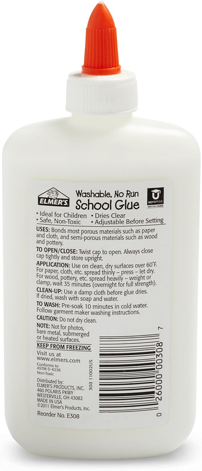 Elmer's Liquid School Glue, Washable, 7.625 Ounces, 6 Count - Great for Making Slime - E308NR: Office Products