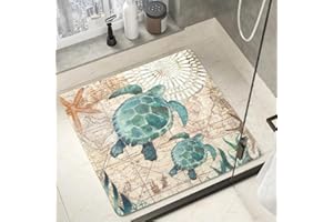 AYEHSDOGSN Sea Turtle Shower Mats for Inside Shower, Square Non Slip Bath Mat Cute Shower Matt for Bathroom Floor Easy Cleaning Loofah Bathmat, Quick Drying Textured Surface Shower Foot Scrubber Mat, 24″X24″