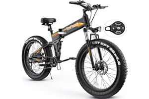 TotGuard Electric Bike, 26" x 4.0 Fat Tire Ebike with 500W Brushless Motor (Peak 750W), 48V 10Ah Foldable Electric Bicycles, 21.6MPH Electric Mountain Bike, Dual Shock Absorbers, 21 Speed