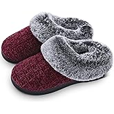 DL Women's Memory Foam Moccasin Slippers Micro Suede with Breathable Faux Fur Lining Slip On House Shoes Micro Indoor & Outdoor