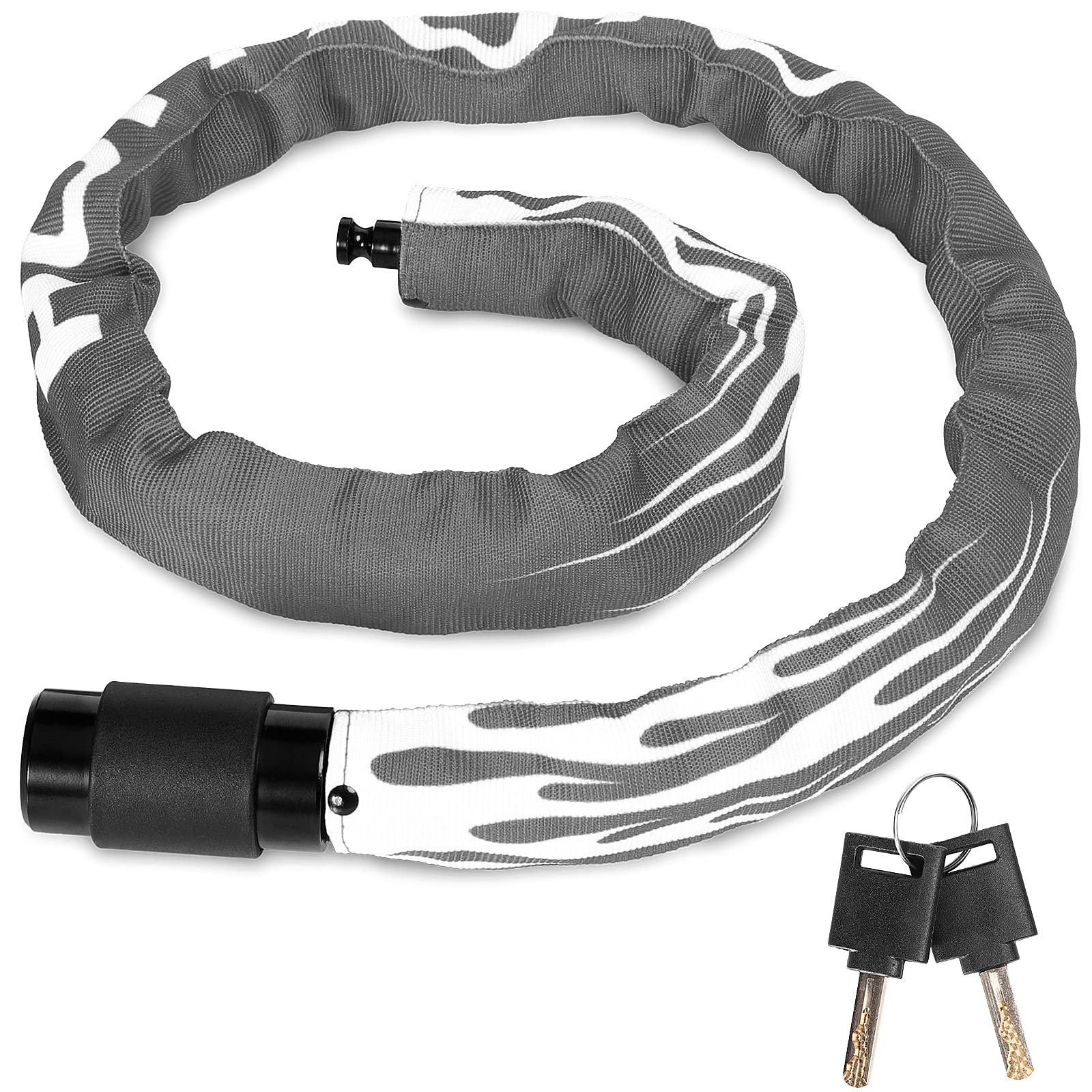 Homoto Bike Lock with Key, 100cm Length Bicycle, Locks High Security, 360° Rotatable Head Waterproof Keyhole Cover, Chain for E Bike/Motorcycle/Door/Gate/Fence, Grey, LX3266288