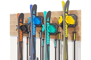 SKIFAVS Ski & Snowboard Wall Rack for Garage - Fits Any Ski/board, Damage-Free Storage, Multi-color 4pck