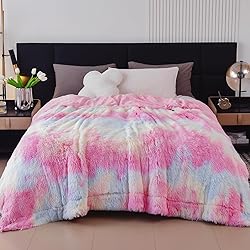 GONAAP Fuzzy Faux Fur Throw Blanket Queen Size
