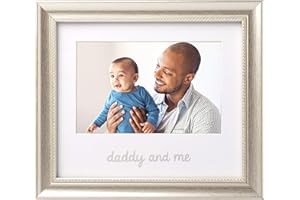 Lil Peach Daddy and Me Photo Frame, Newborn Baby Keepsake, Father's Day Gifts, Gender-Neutral Nursery Decor, 4" x 6" Picture Frame, Silver
