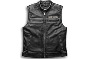 JACKETHUB Iconic Harley HD Men’s Passing Link Leather Biker Vest – Davidson Motorcycle Road Warrior