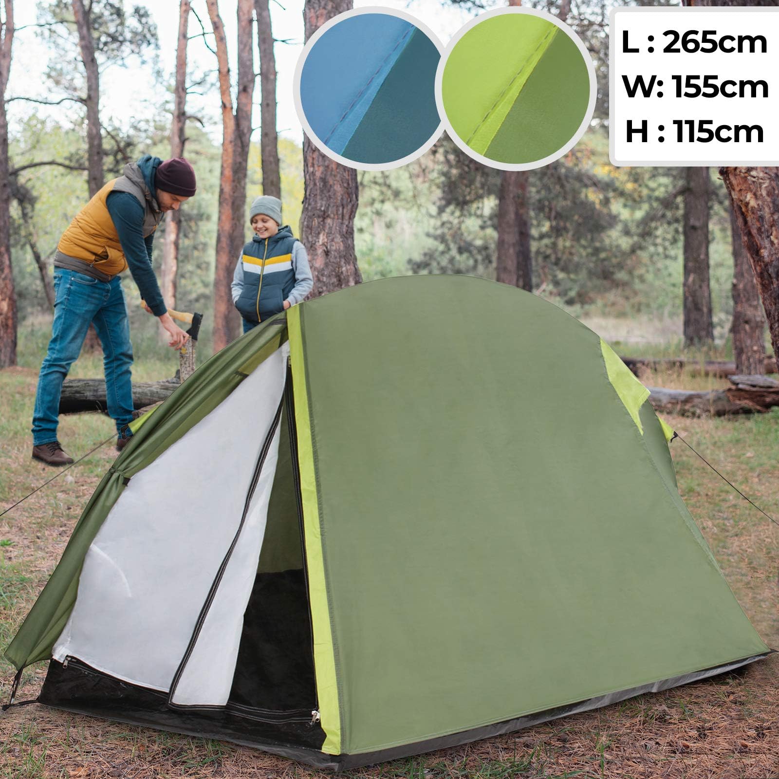 Jago 2 Person Lightweight Tent for Hikers and Active Tourists (Green)