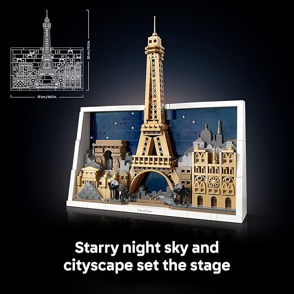 LEGO ARCHITECTURE PARIS – CITY OF LOVE BUILDING SET FOR ADULTS – GIFT FOR BIRTHDAYS – OFFICE OR BEDROOM DECOR FOR WOMEN & MEN, AGES 18+ – W/FRAME FOR DISPLAY – 21064